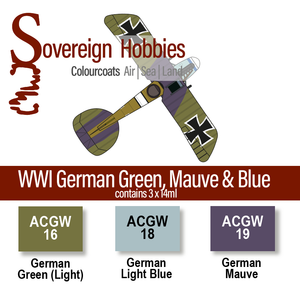 Colourcoats Set WWI German Green, Mauve & Light Blue Colourset