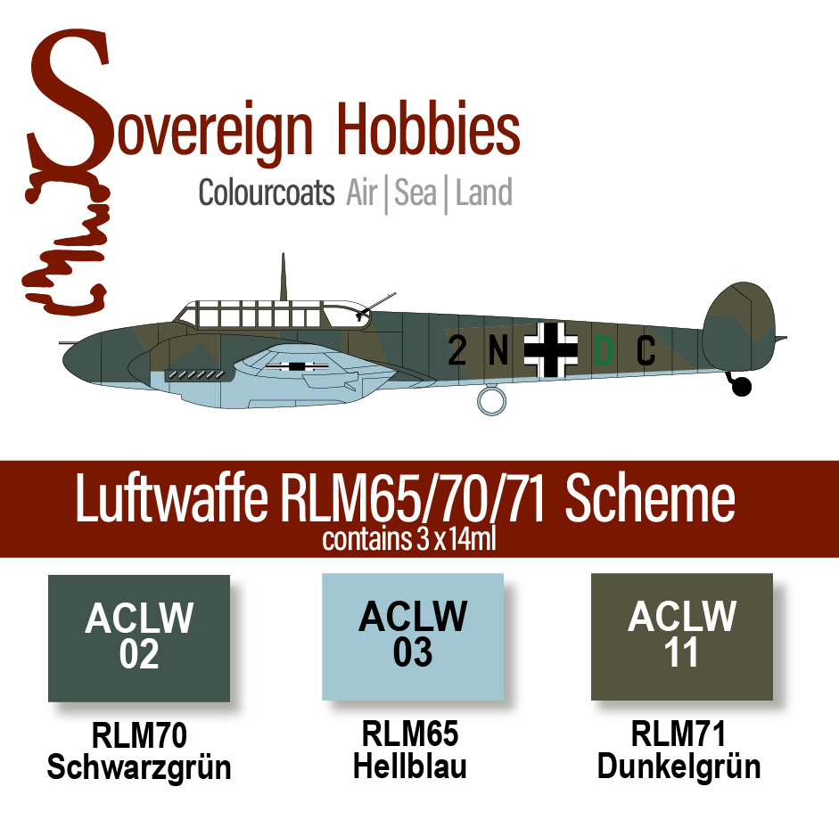 Colourcoats Set Luftwaffe RLM65/70/71 Day Bomber and Early Day Fighter Scheme - Sovereign Hobbies