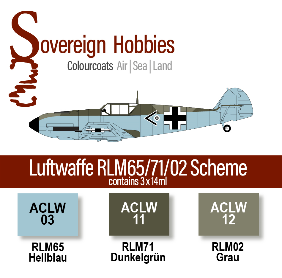 Colourcoats Set Luftwaffe RLM65/71/02 Day Fighter Scheme - Sovereign Hobbies