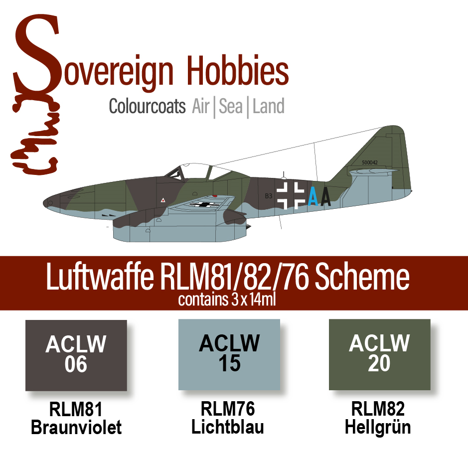 Colourcoats Set Luftwaffe RLM81/82/76 Mid-Late war Scheme - Sovereign Hobbies